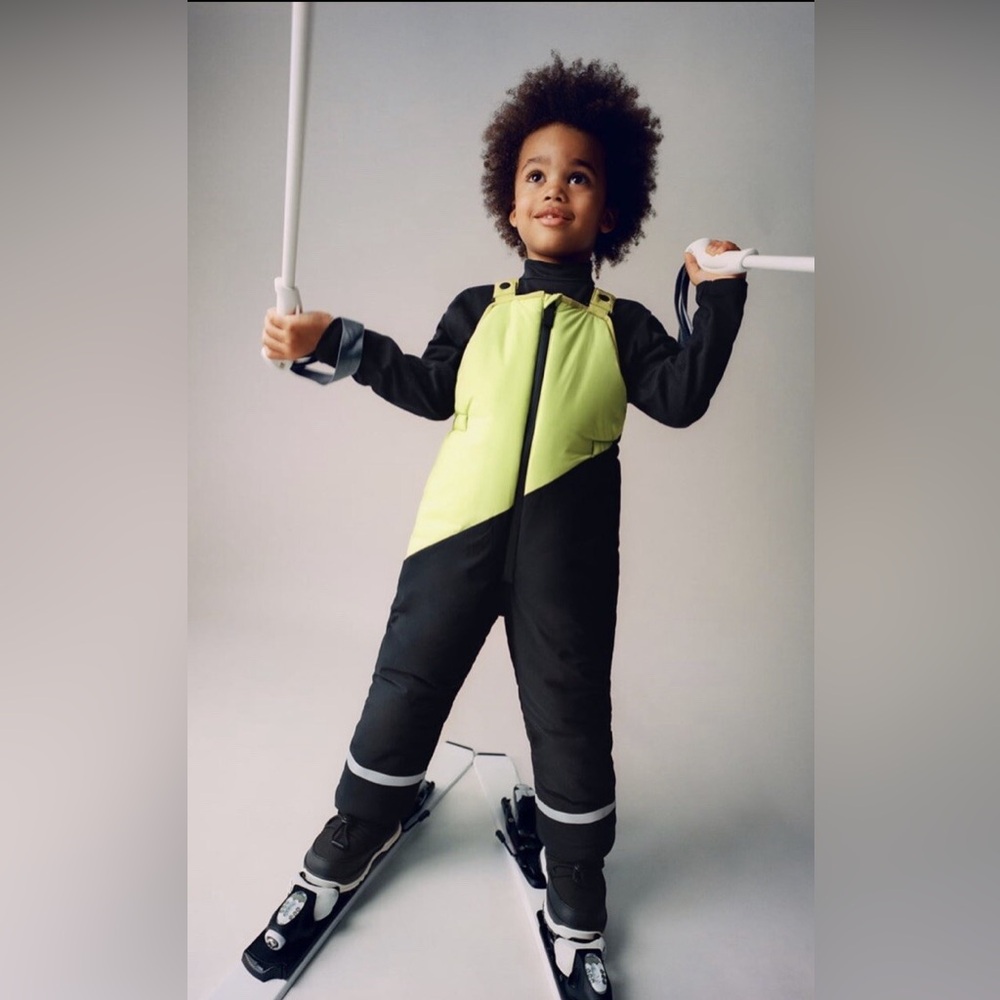 ZARA NWT snow water resistant jumpsuit capsule‎ 18-24 months neon green/black